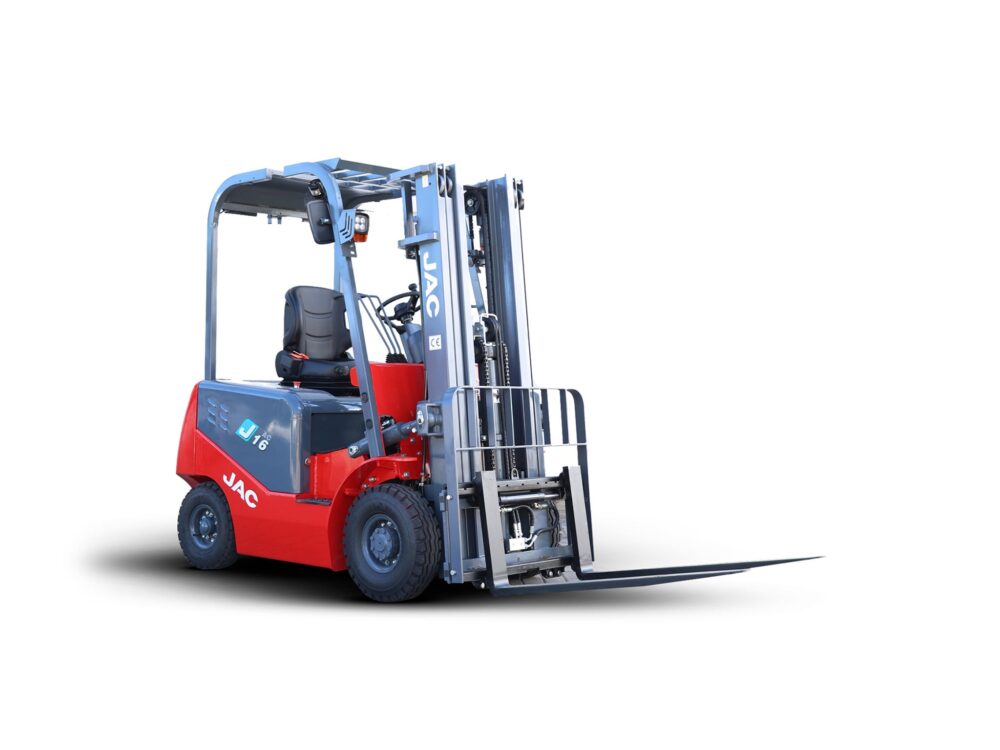 Empilhador elétrico JAC CPD16 J com mastro triplex e bateria de ácido