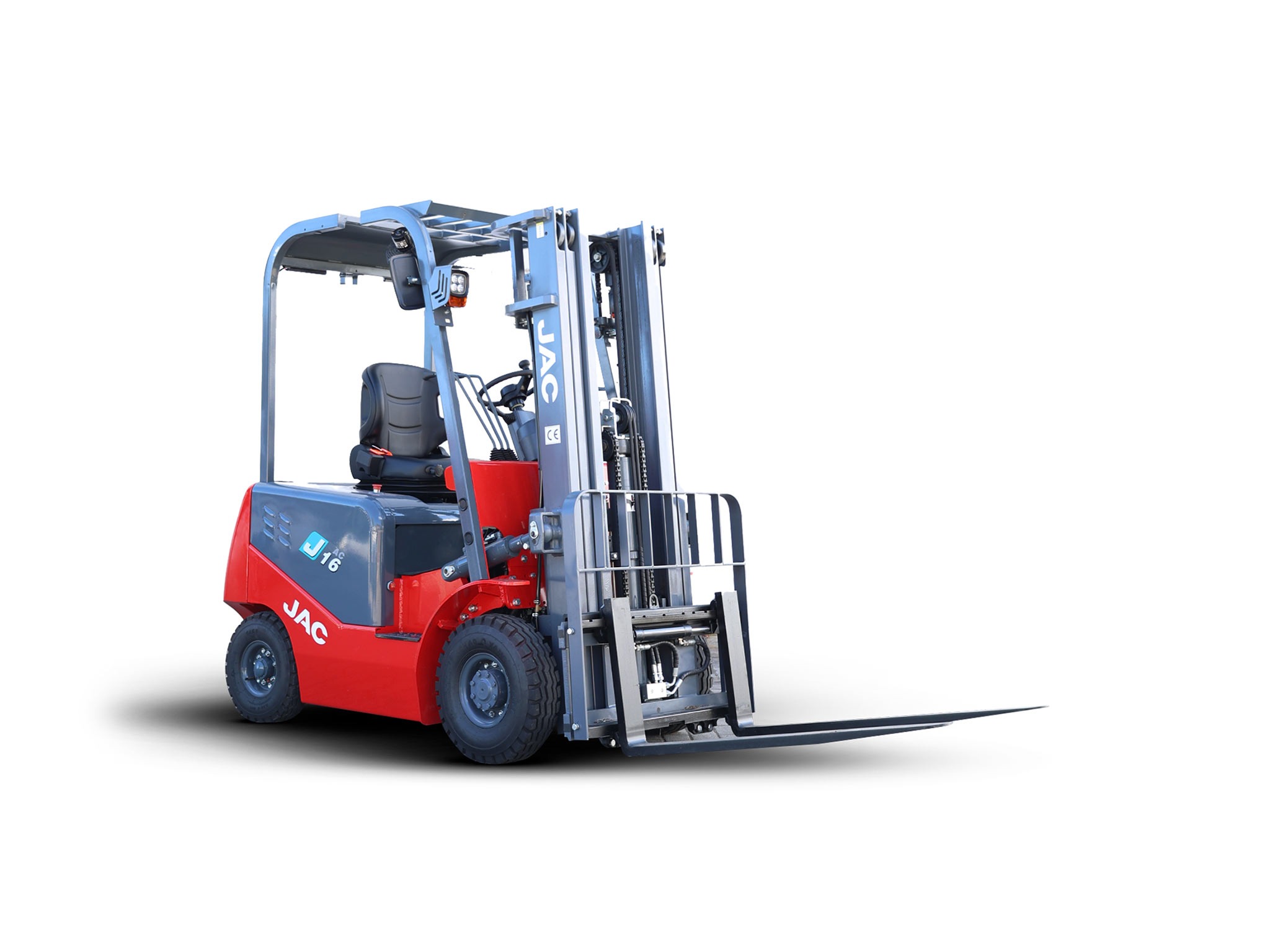 Empilhador elétrico JAC CPD16 J com mastro triplex e bateria de ácido